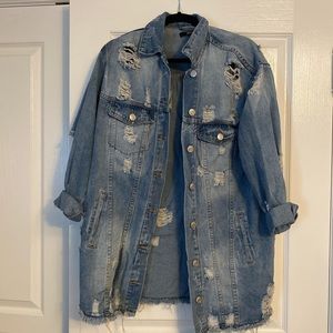 Oversized long Jean jacket with rips